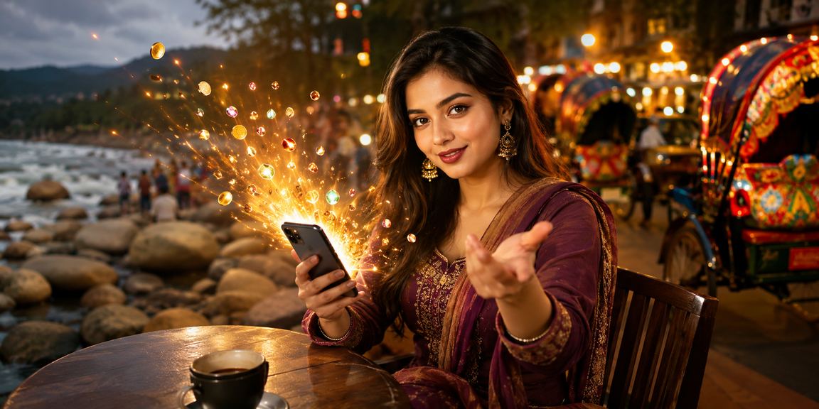 ঢাকায় রিকশার পাশে জমা বোনাস উদযাপন করছেন একজন 2700 ব্যবহারকারী